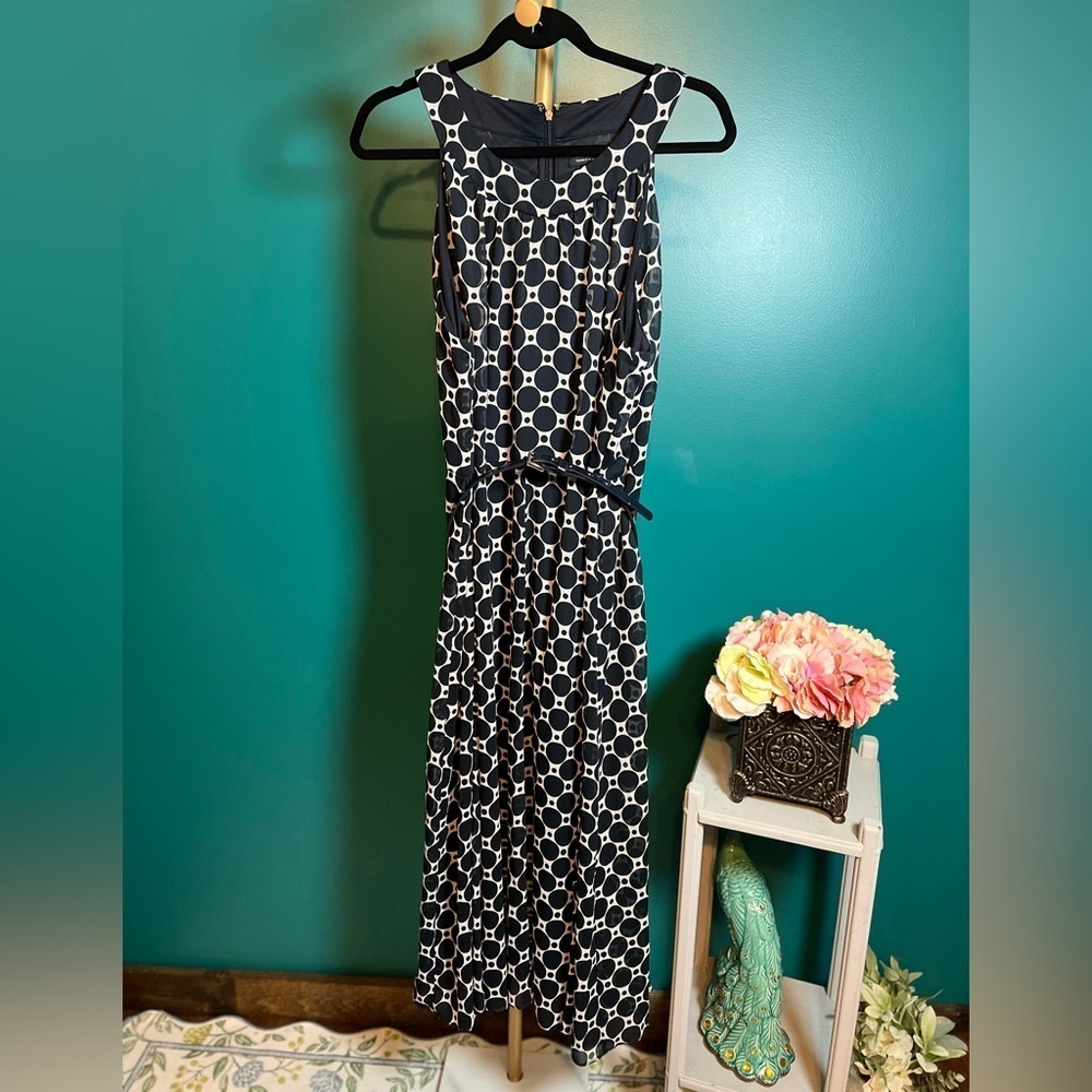 Tommy Hilfiger Navy Blue and White Polka Dot Dress